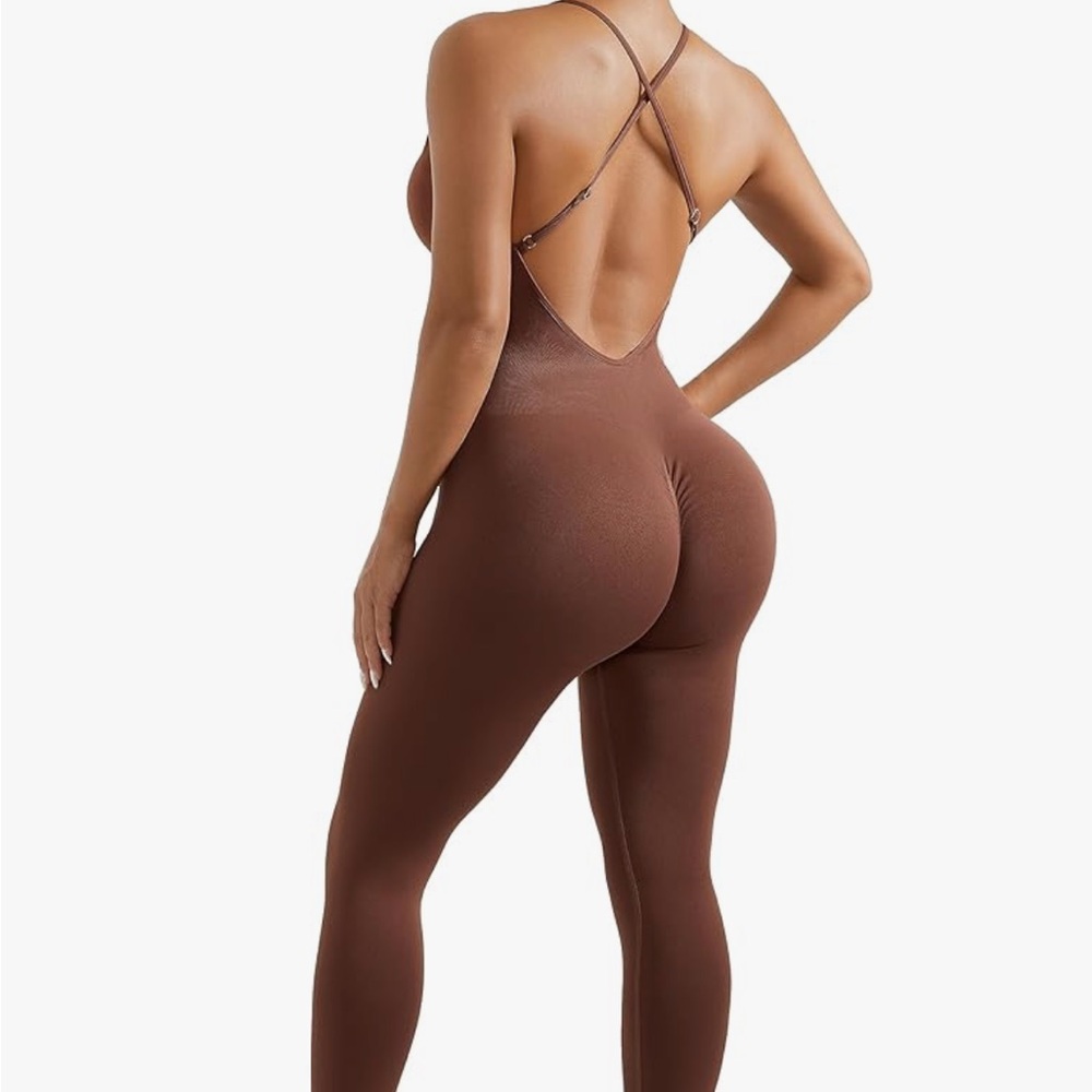 Brown Strappy Back Jumpsuit